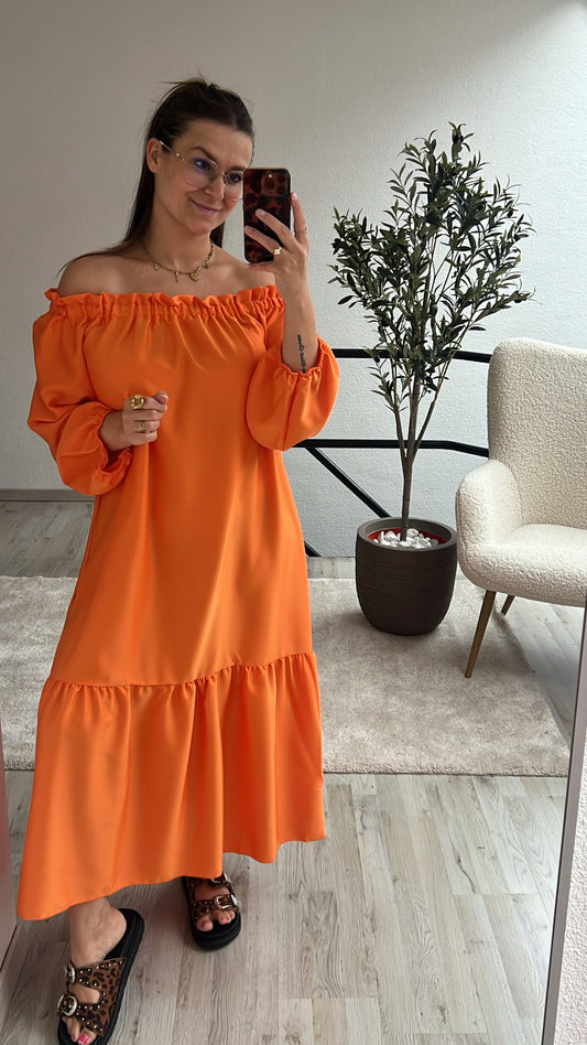 OFF SHOULDER JURK ORANJE