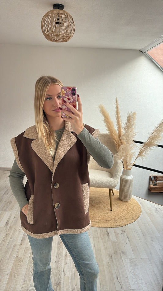 Bruine gilet