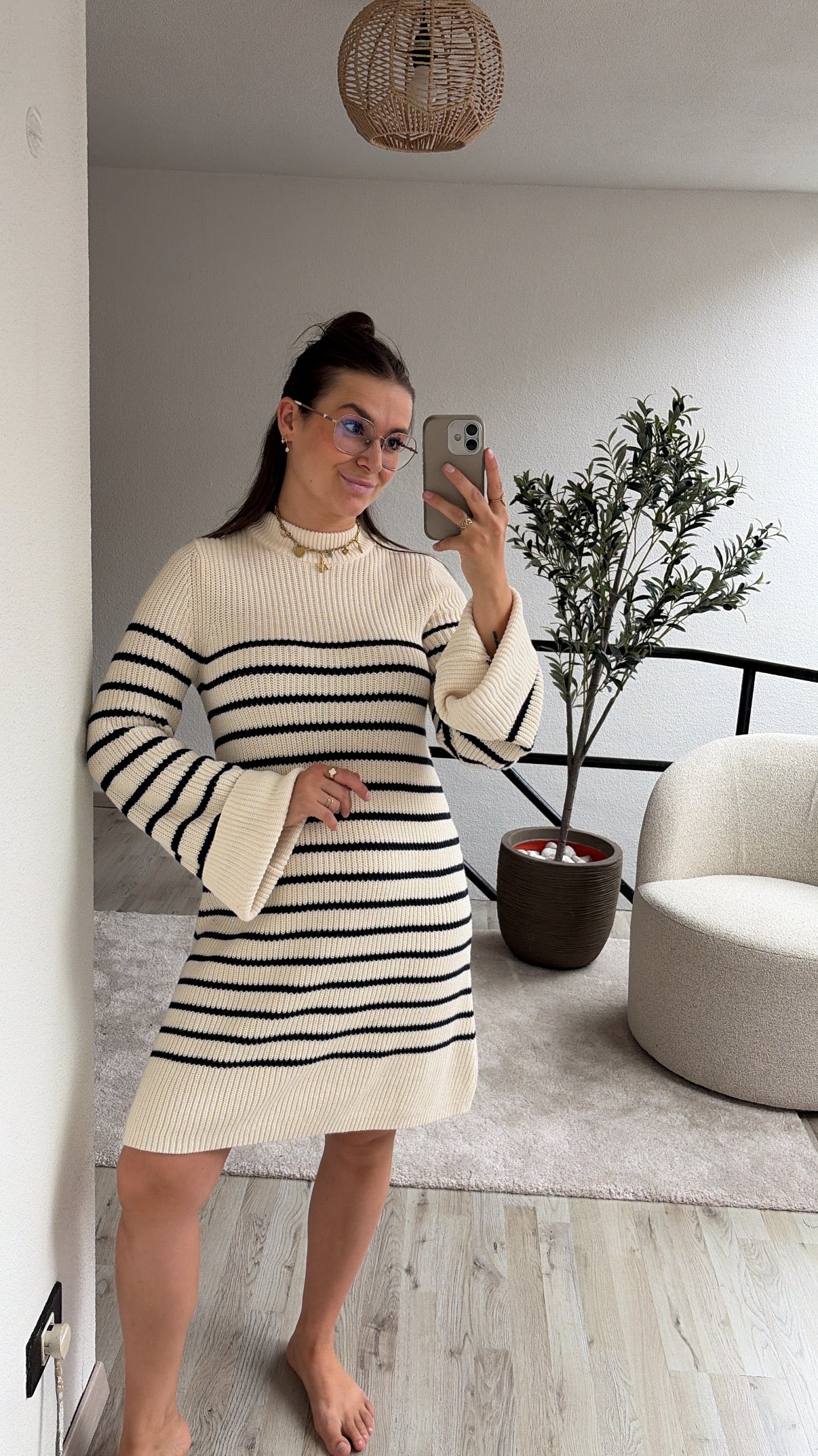 KNITTED JURK GESTREEPT