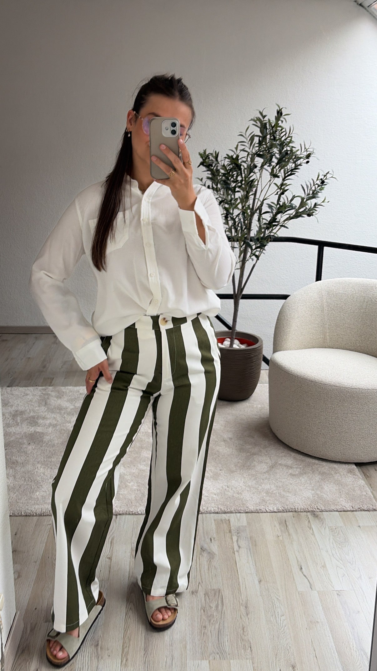 STRIPED JEANS KHAKI