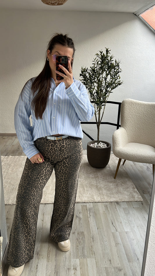 GESTREEPTE BLOUSE BLAUW