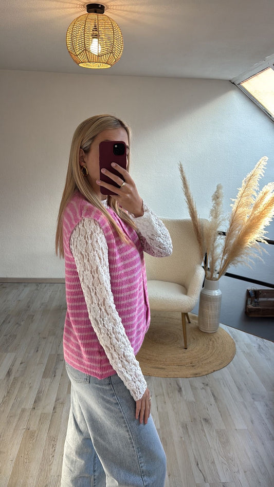 Gestreepte knit roze