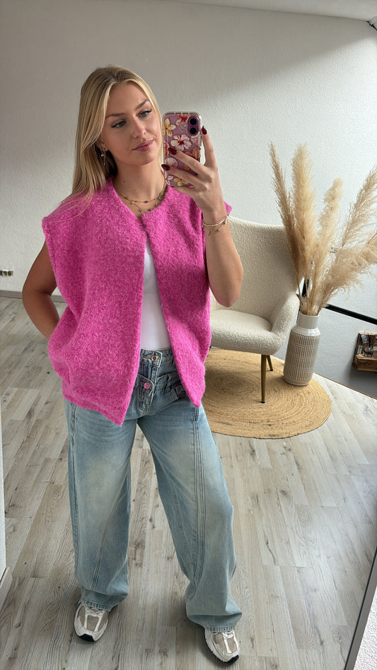 Teddy gilet roze