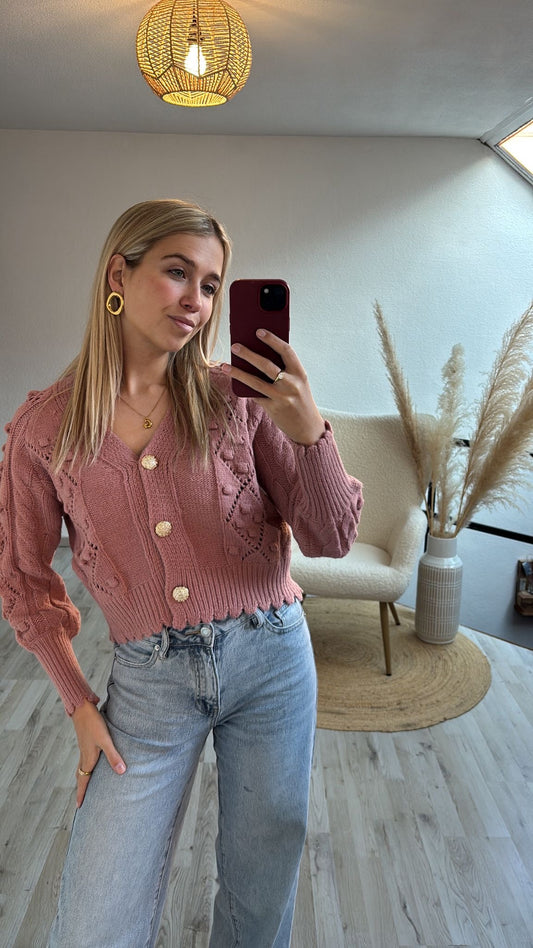 Oud-roze cardigan