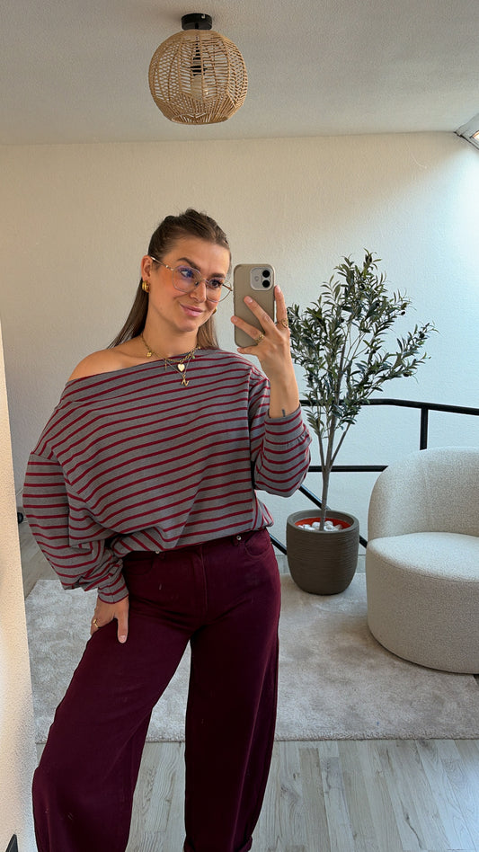 OFF SHOULDER SWEAT GRIJS
