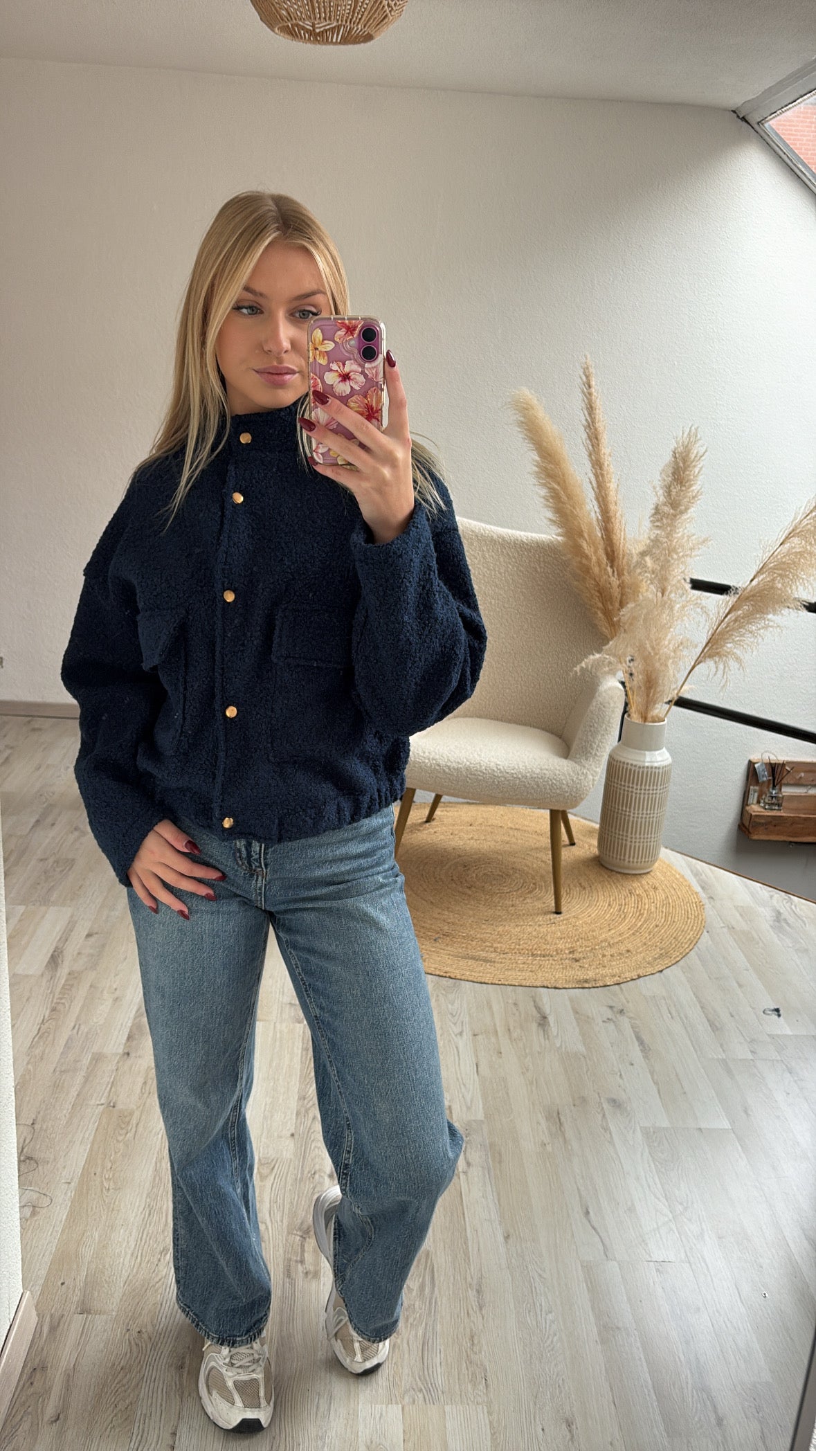 Bomberjas teddy blauw