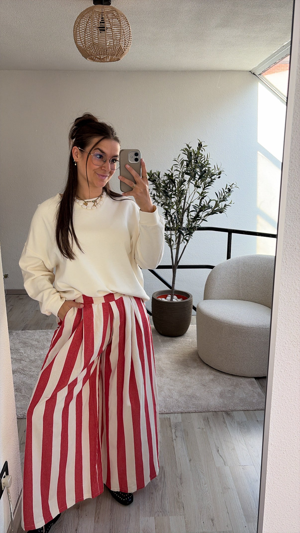 RODE STRIPED BROEK
