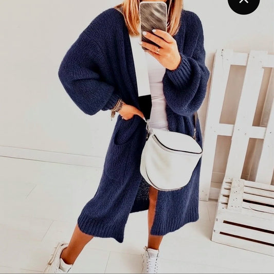 Mohair cardigan navy