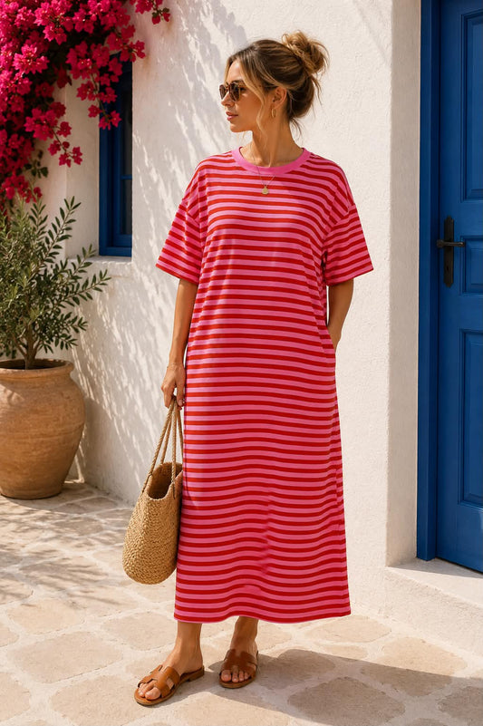 T-SHIRTJURK ROZE-ROOD