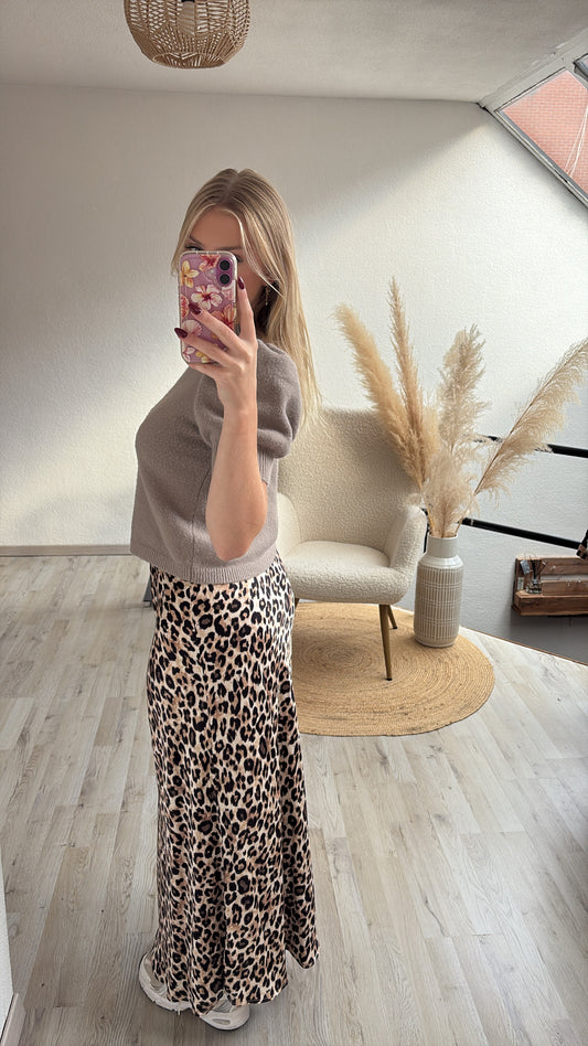 Leopard satijnen rok