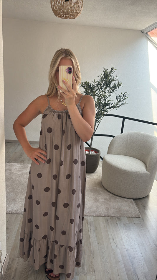 POLKADOT JURK TAUPE