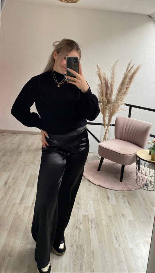 Satijnen broek zwart