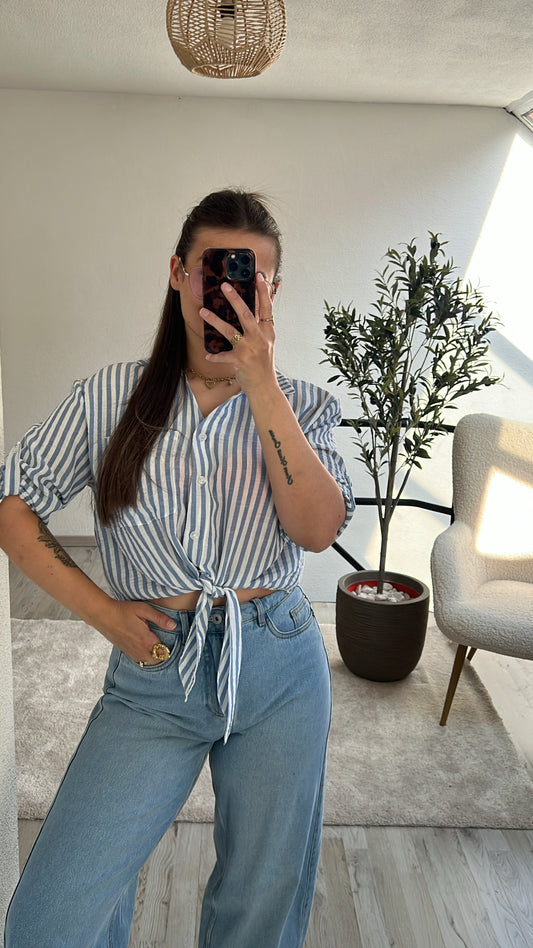 GESTREEPTE BLOUSE