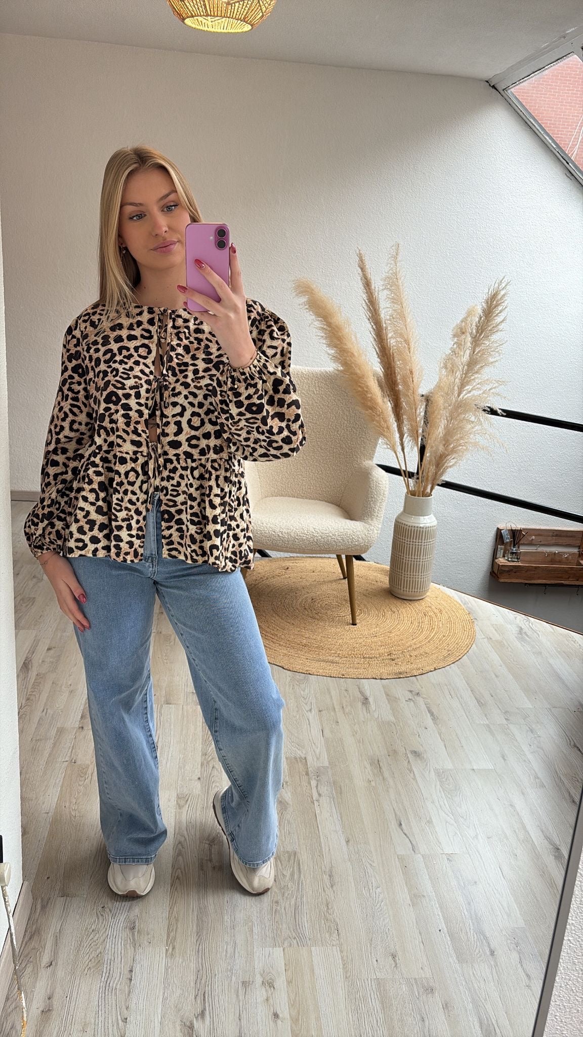 Leopard blouse strikjes