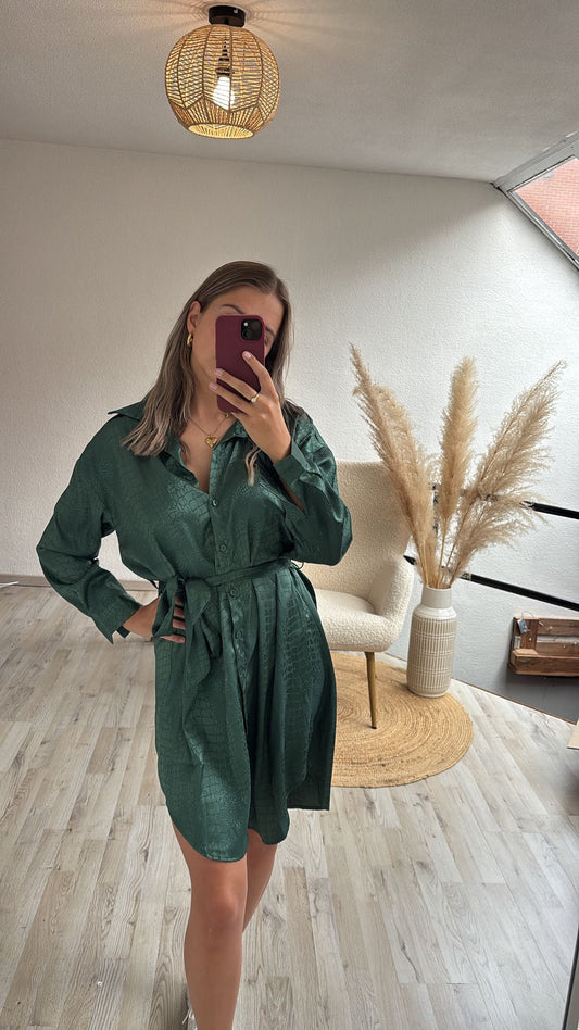 Satijnen jurk groen