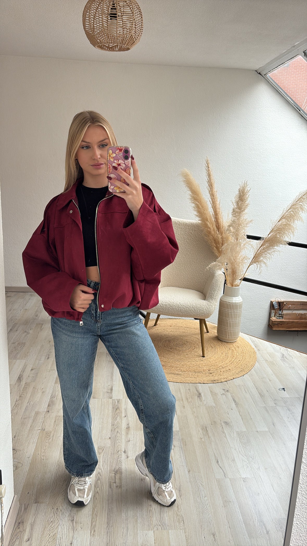 Suede bomber burgundy