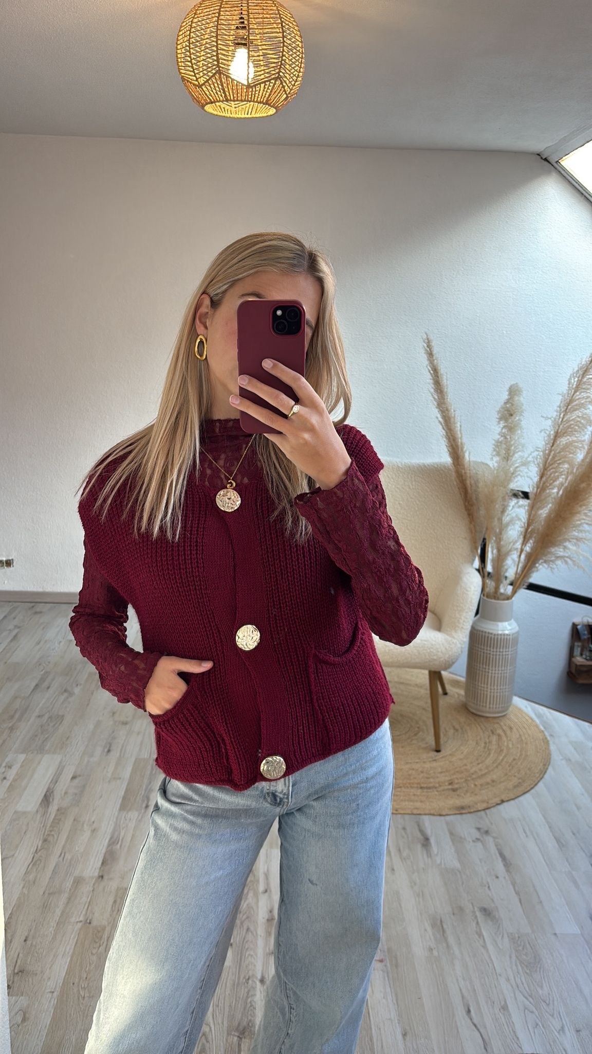 Kanten longsleeve burgundy