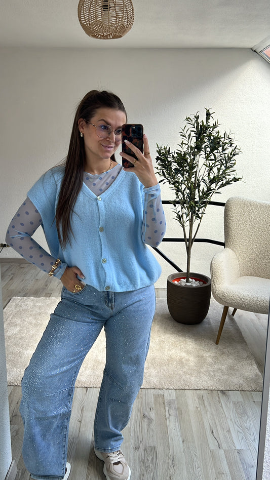 KNIT GILET BLAUW