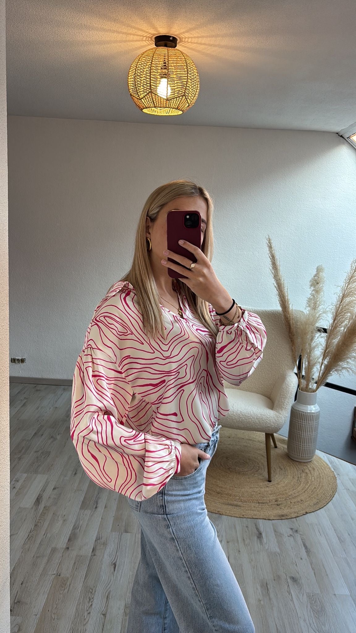 Satijnen blouse print