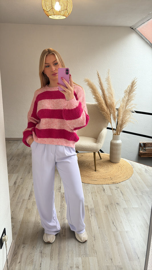 Gestreepte trui roze