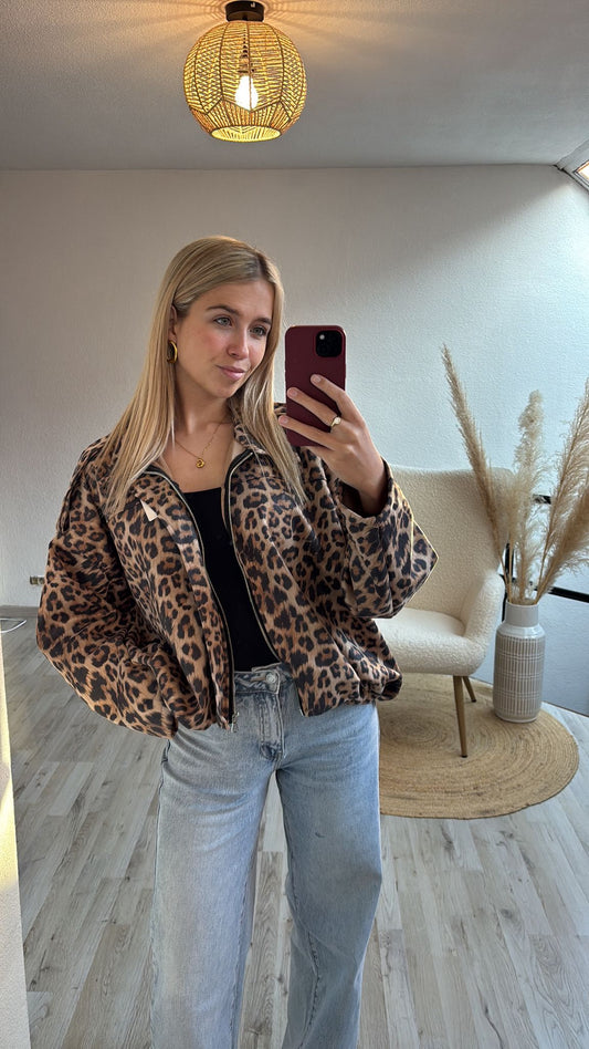 Suede bomber leopard