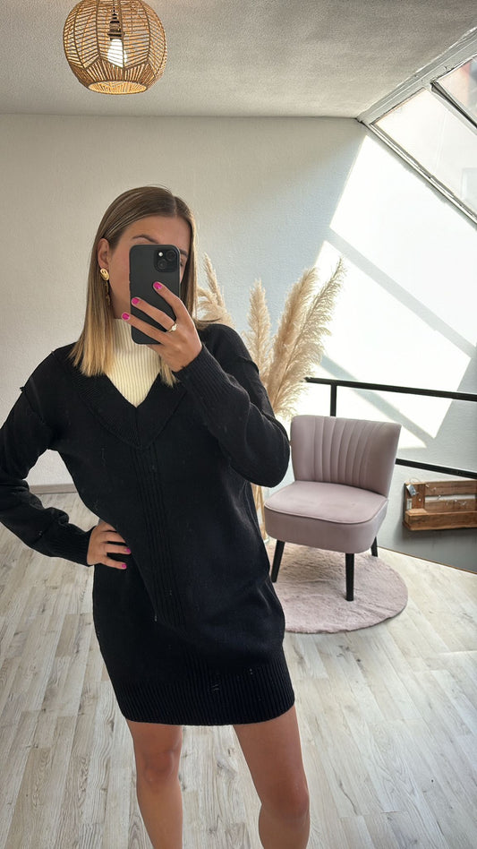 Sweaterjurk zwart col