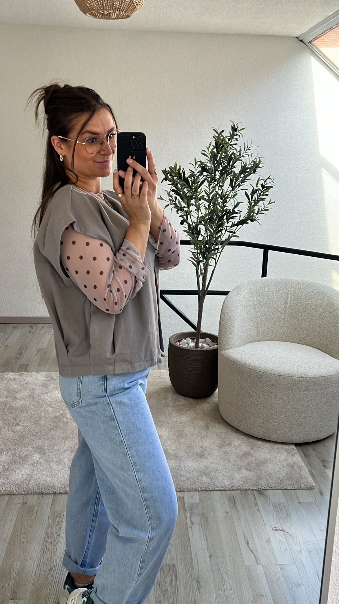 JEANS GILET TAUPE