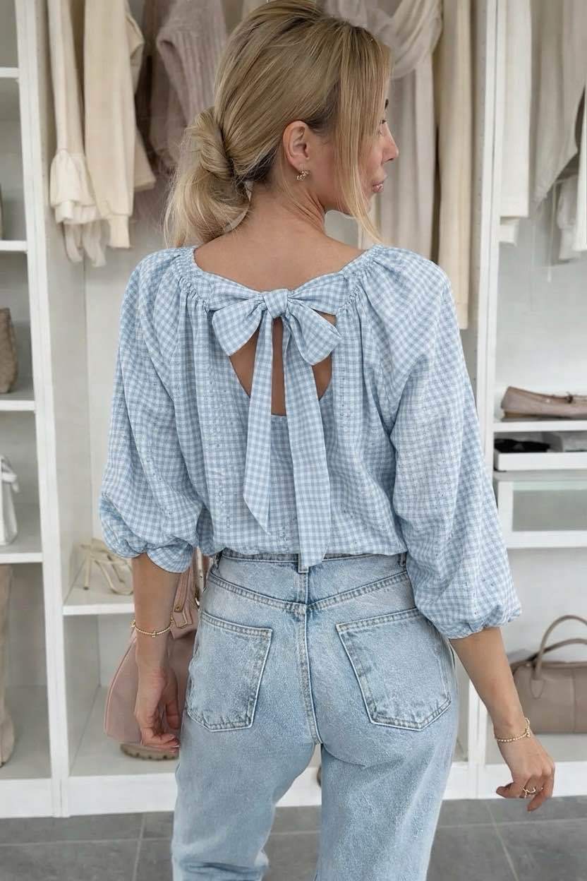 GERUITE BLOUSE STRIK BLAUW