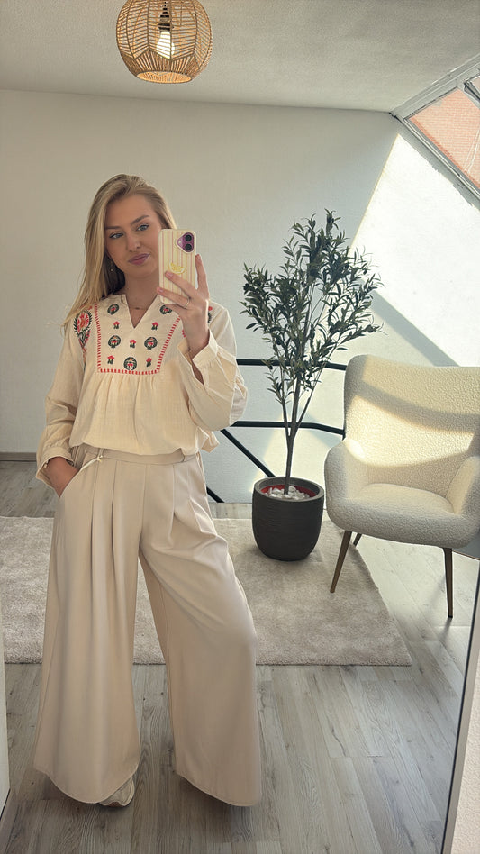 BEIGE BLOUSE EMBROIDED