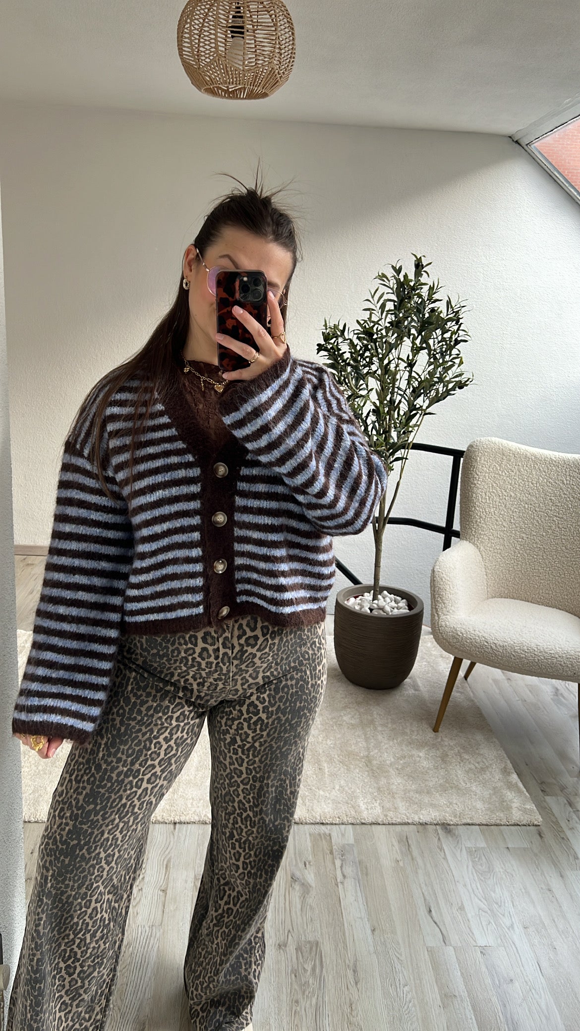 STRIPED CARDIGAN BLAUW