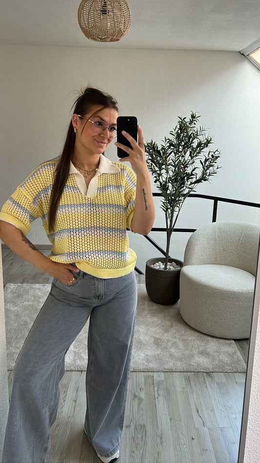 CROCHET POLO GEEL