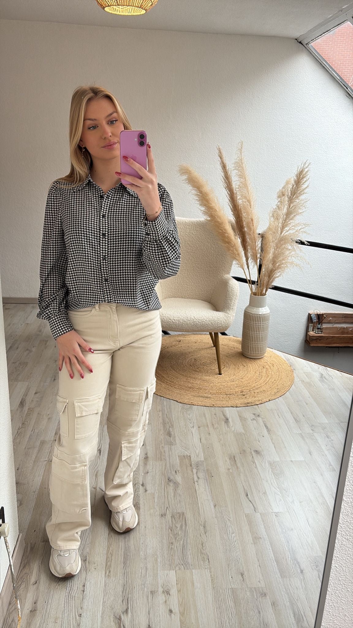 Pied de poule blouse