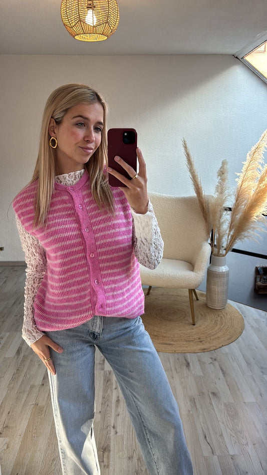 Gestreepte knit roze