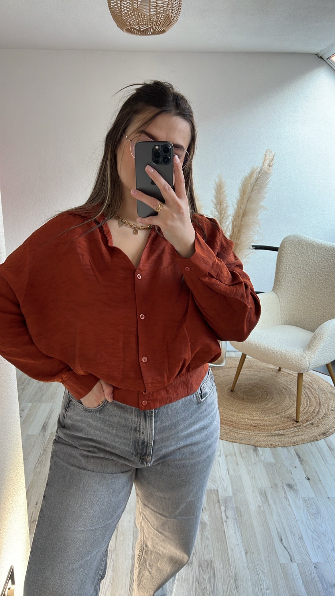 Roestkleur blouse