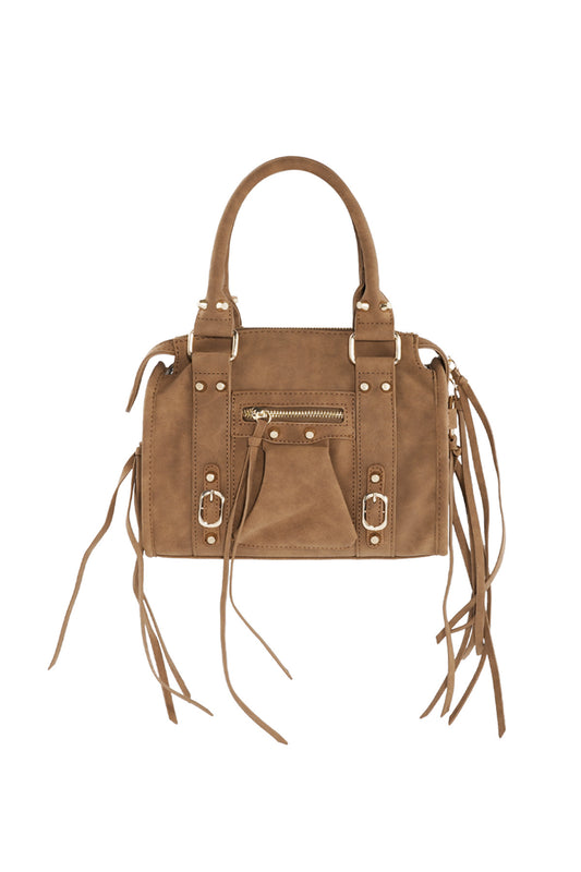 Fringe tas camel