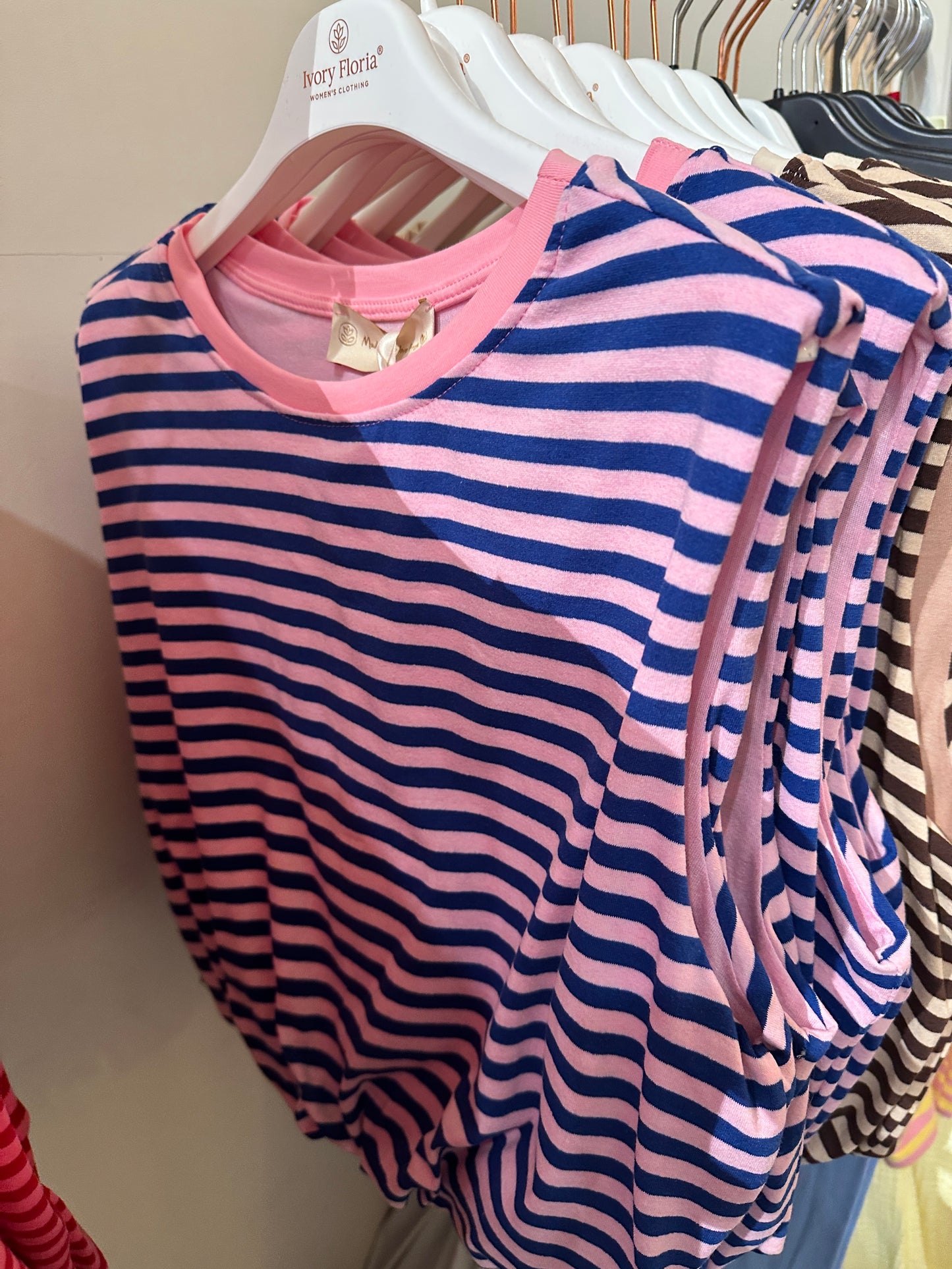 CROPPED SHIRT ROZE-BLAUW