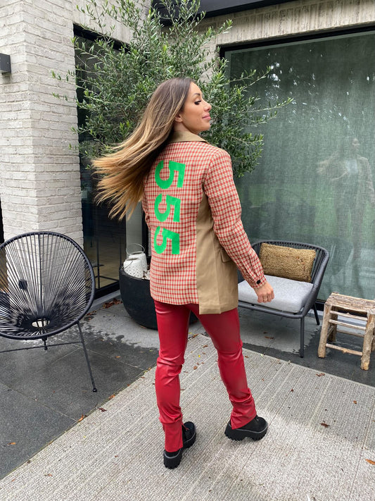 Lederlook broek rood